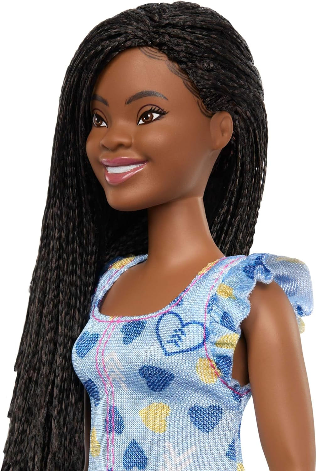 Lalka Barbie Fashionistas nr. 229 z zespołem Downa w sukience we wzór serca opracowanej we współpracy z Narodowym Towarzystwem Zespołu Downa, HYK14