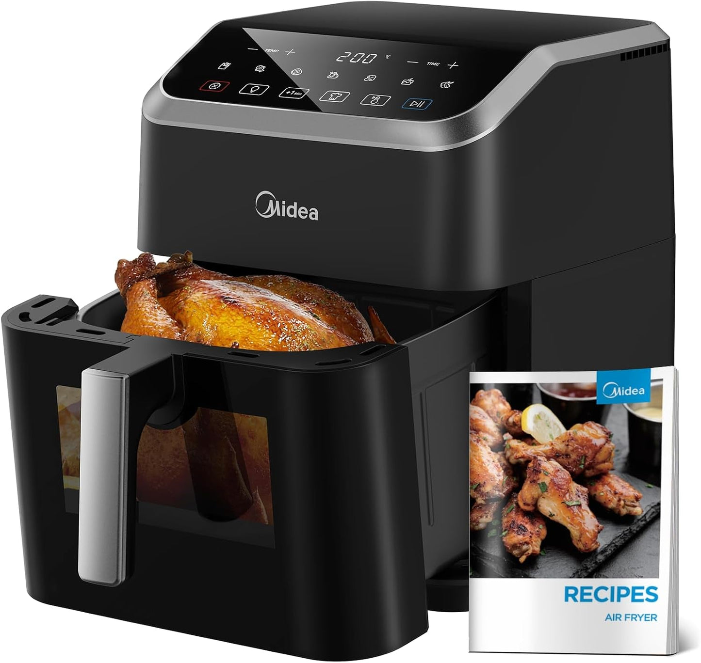 Midea Frytkownica na gorące powietrze 2L, 1150W Airfryer, Bezolejowa, Frytownica na gorące powietrze, Funkcja automatycznego wyłączania Sprzęt AGD Naty Shop 7L