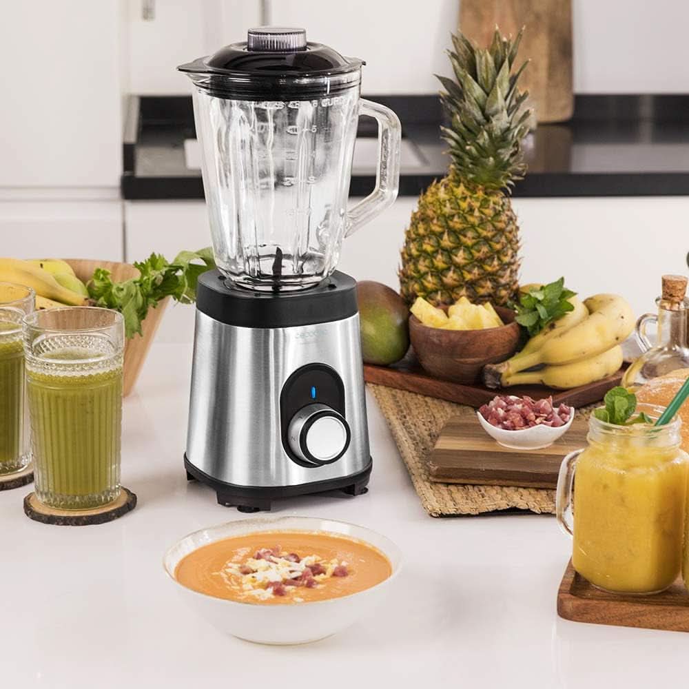 Mieszalnik Cecotec Glas Power Schwarz Titan 1000 INOX. 1000 W, Edelstahlgehäuse, 6-Blatt-Blatt Mit Schwarzer Titanbeschichtung, 1.5-L-Glaskrug, 5 Geschwindigkeiten [Energieeffizienzklasse a +] Kuchnia Naty Shop