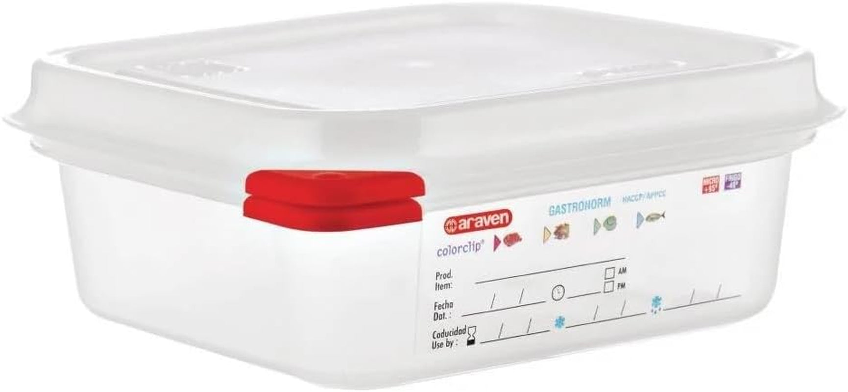 03350 PP Pojemnik na żywność GN z pokrywką, 1,1 l, 65 mm (4 sztuki) Pudełka do przechowywania żywności Naty Shop 65 X 176 X 162 mm