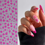 8 Stück Hibiskus Nagelsticker, 3D Selbstklebende Blumen Nagelaufkleber, Weiß Rosa Gelb Magenta Sommer Neonail naklejka, Nail Art Zubehör Nagel Deko für Frauen
