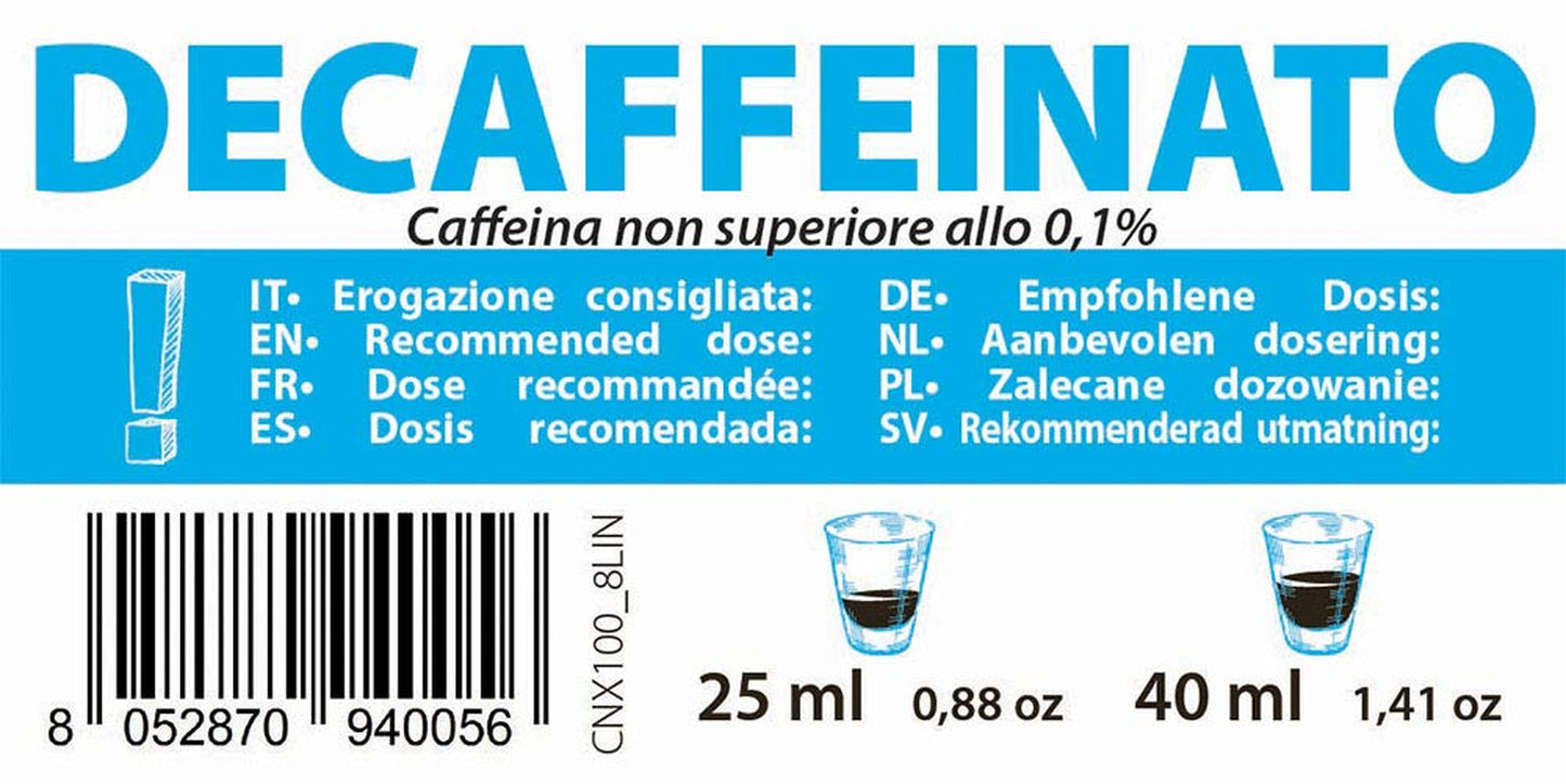 Kapsułki z kawą Decaffeinato Kompatybilne z Nespresso 5,6 g x 100 kapsułek