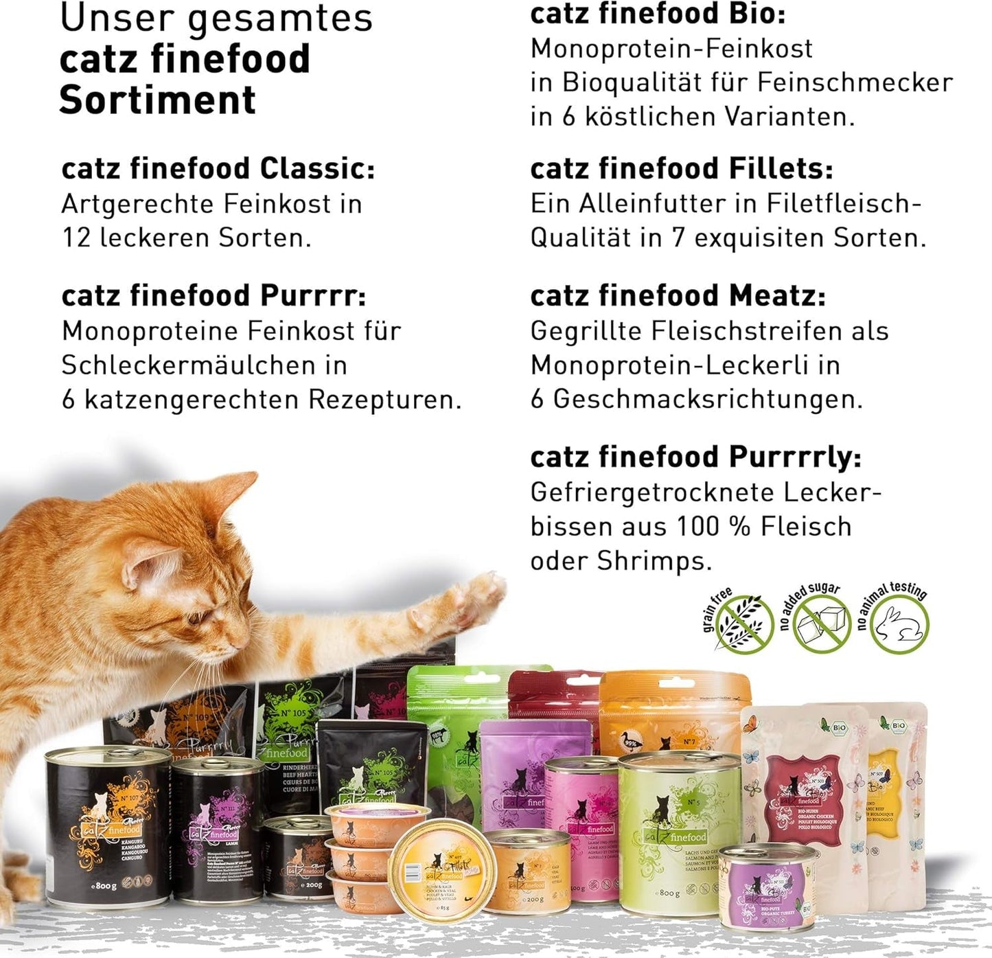 Mokra karma dla kotów Catz Finefood Purrrr z monoproteiną i łososiem nr 1 105, dla kotów z wrażliwym układem trawiennym, 16 x 80 g