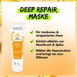 SANTE Natural Cosmetics Deep Repair Mask Skwalan + 3x kompleks białek, wegańska maska do włosów intensywnie nawilżająca i elastyczna, naprawia i regeneruje zniszczone włosy, 150 ml Naty Shop Hair Mask