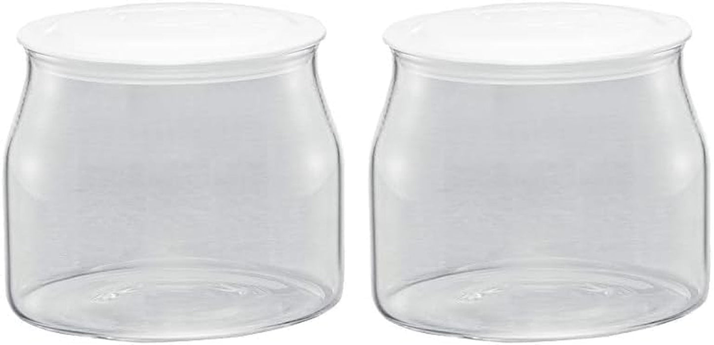 Rommelsbacher JG 1 Zapasowy słoik do JG 80-1,2 litra do maszynki do jogurtu i serka śmietankowego z pokrywką (2 sztuki) Naty Shop Pudełka do przechowywania żywności Przezroczysty/biały 1 sztuka (2 sztuki w zestawie)