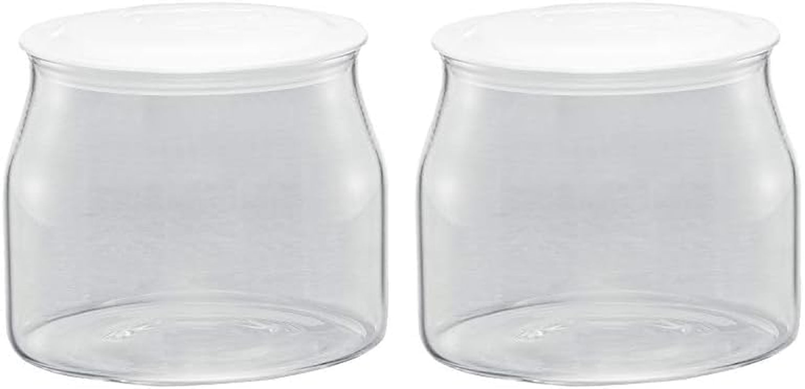 Rommelsbacher JG 1 Zapasowy słoik do JG 80-1,2 litra do maszynki do jogurtu i serka śmietankowego z pokrywką (2 sztuki) Naty Shop Pudełka do przechowywania żywności Przezroczysty/biały 1 sztuka (2 sztuki w zestawie)