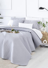 Todocama Fine Boutique narzuta ze wzorem piqué, na wiosnę, lato, jesień i zimę, 100% super miękka mikrofibra, wielofunkcyjny koc, 140/150/160-250 X 260 cm, jasnoszary Łóżka i koce Beuche den Todocama-Store