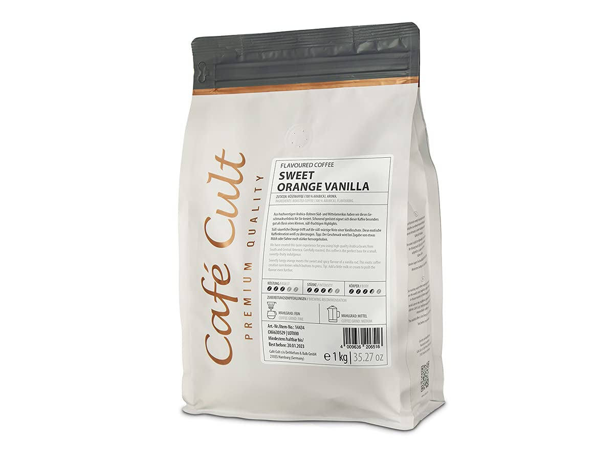 Kawa Cafe Cult - Pomarańczowa Słodka Wanilia - O Smaku Całej Fasoli - 1KG