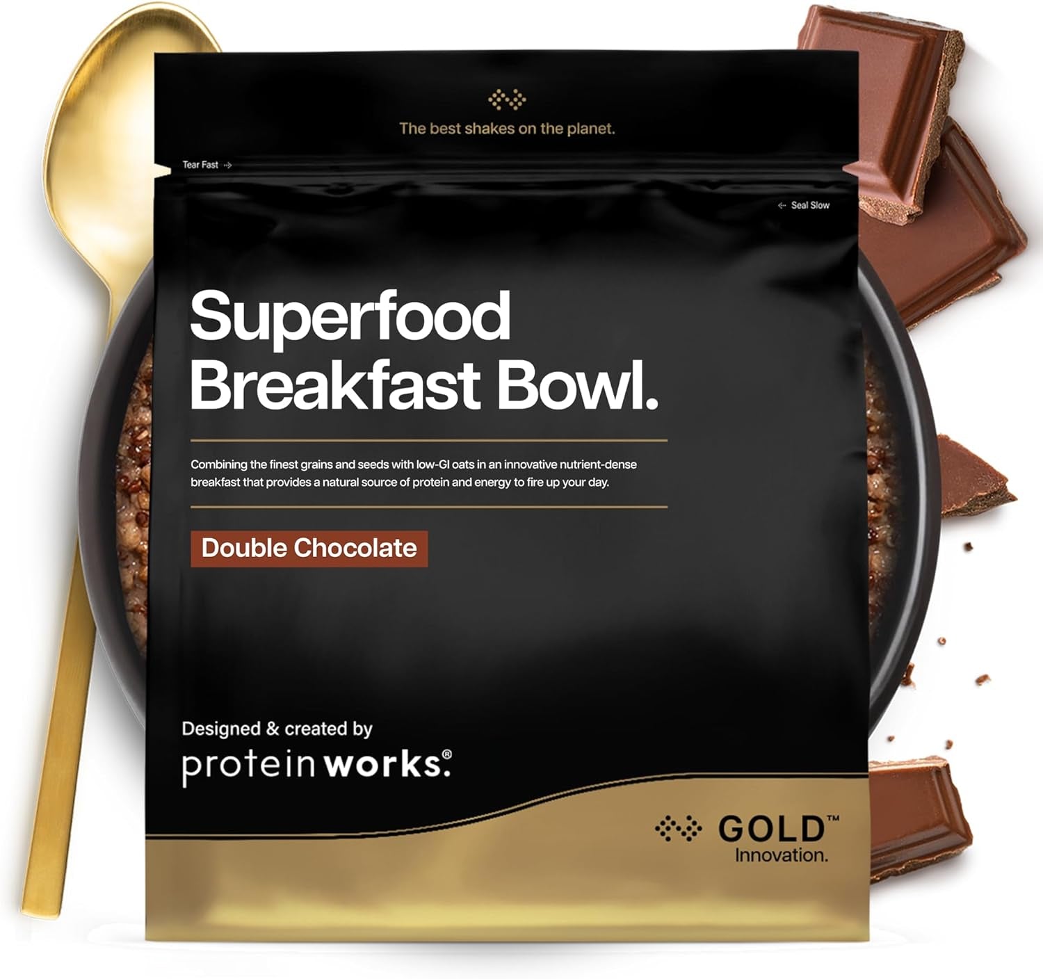 Białko działa | Śniadanie Superfood - ZŁOTA Innowacja, Nagradzane płatki zbożowe, Muesli białkowe, Bogate w składniki odżywcze zbóż, nasion i owsa, Wysoka zawartość błonnika, Jabłka i Cynamonu, 10 porcji, 600g
