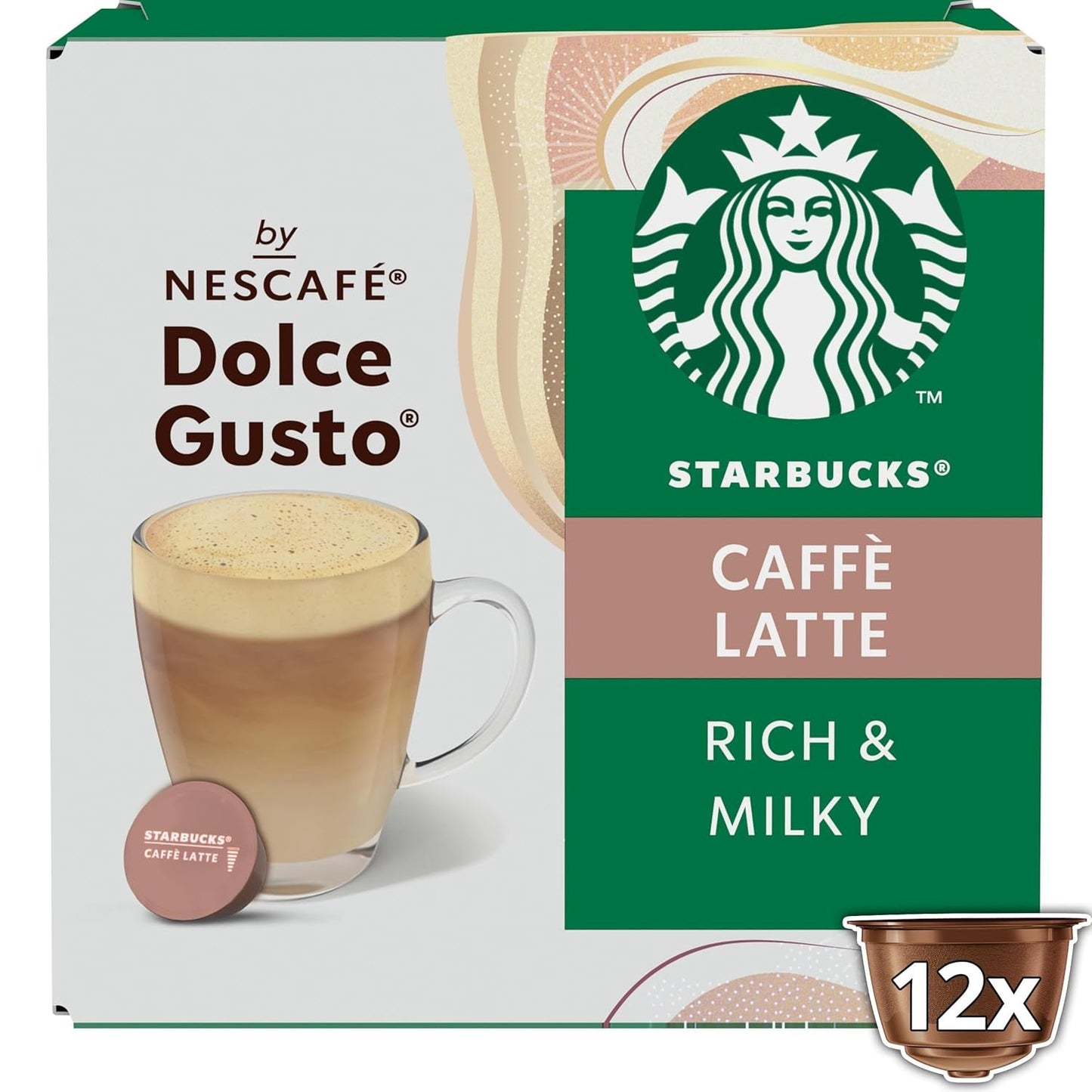 STARBUCKS Caffè Latte marki Nescafé Dolce Gusto Kaffeekapseln 6 x 12 (72 Kapseln)