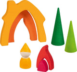 Goki 58427 - Domek karłowaty - Goki Evolution - Wykonany z wysokiej jakości drewna klonowego - 7 części - Kolorowe farby na bazie wody - Made in Europe Domki dla lalek Naty Shop