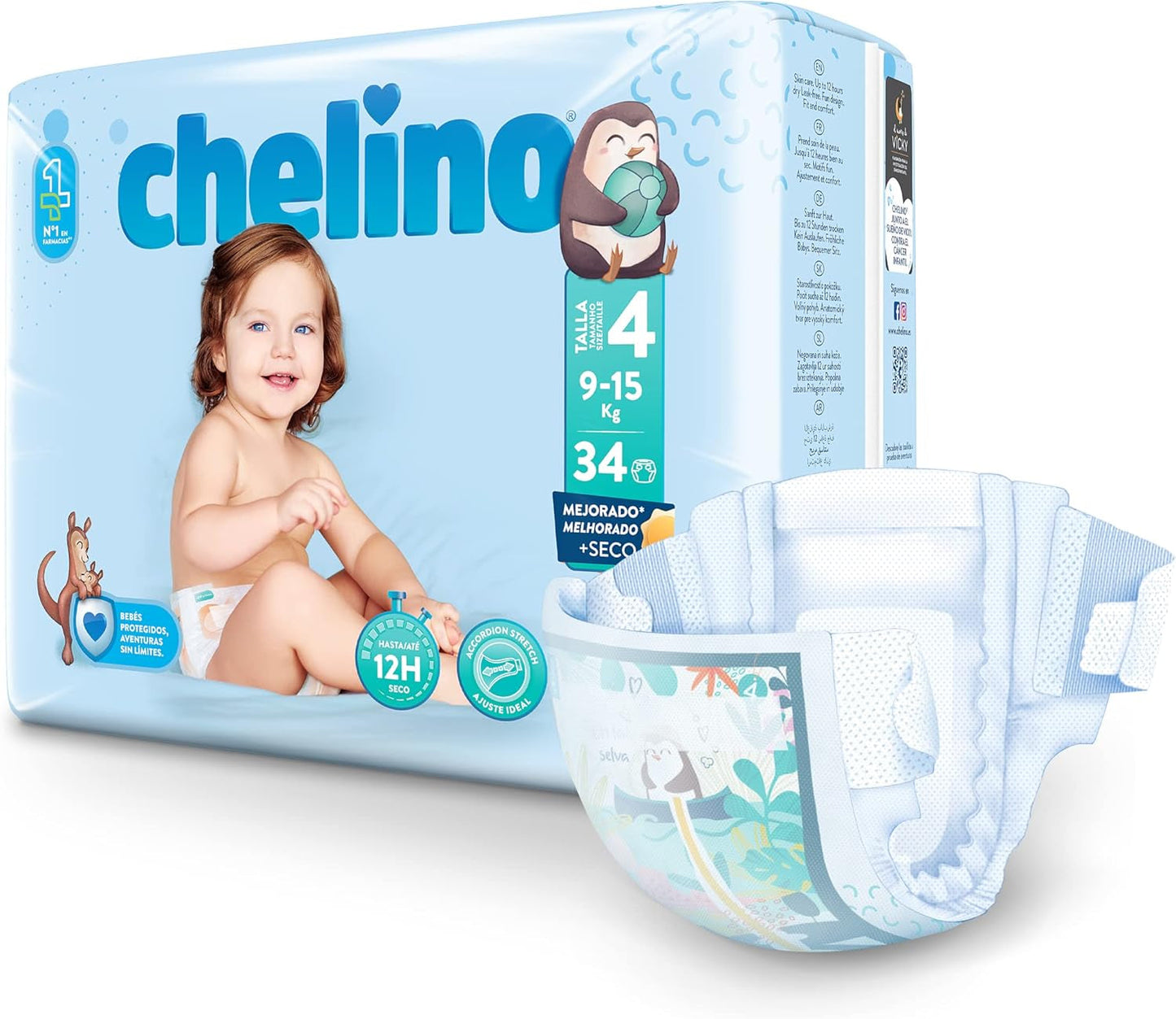 Pieluszki dziecięce Fashion & Love rozmiar 4 (9-15 kg), 34 sztuki