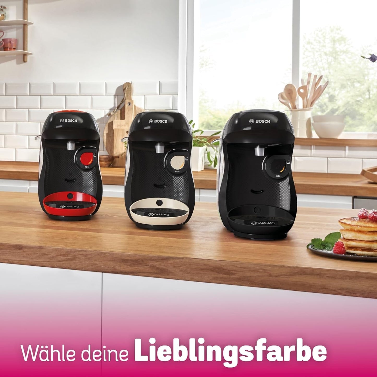 Bosch Tassimo Happy Friendly TAS107E Ekspres na kapsułki do espresso, ponad 70 napojów, odpowiedni do wszystkich filiżanek, Auto-Stop, zrównoważony rozwój, idealne dozowanie, oszczędność miejsca, 1400 W, kremowy/czarny