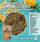 Oryginalna HERBATA CYTRYNOWA BLISS 85G firmy Nananatura | Owocowa i orzeźwiająca letnia herbata ziołowa | Jako herbata zimna, herbata mrożona lub klasycznie gorąca | Z kwiatami, liśćmi i dojrzewającymi w słońcu jagodami | Bez cukru