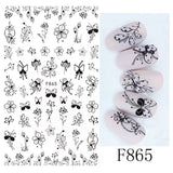 JMEOWIO Nagelsticker Blumen 10 Blatt Nagelaufkleber Selbstklebend Czarny biały kwiat Nail Art Naklejka Dekoracja Nageldesign Zubehör