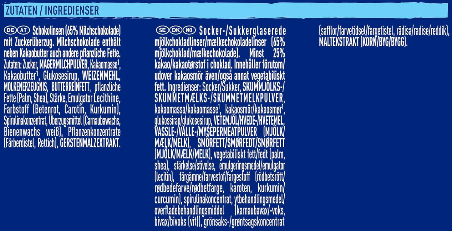 Opakowanie zbiorcze Nestlé SMARTIES, mała bułka, soczewica w kolorze czekoladowym, idealna na urodziny dzieci, naturalne kolory, sześciokątna bułka, opakowanie 12 szt. (12x (4 x 34g))