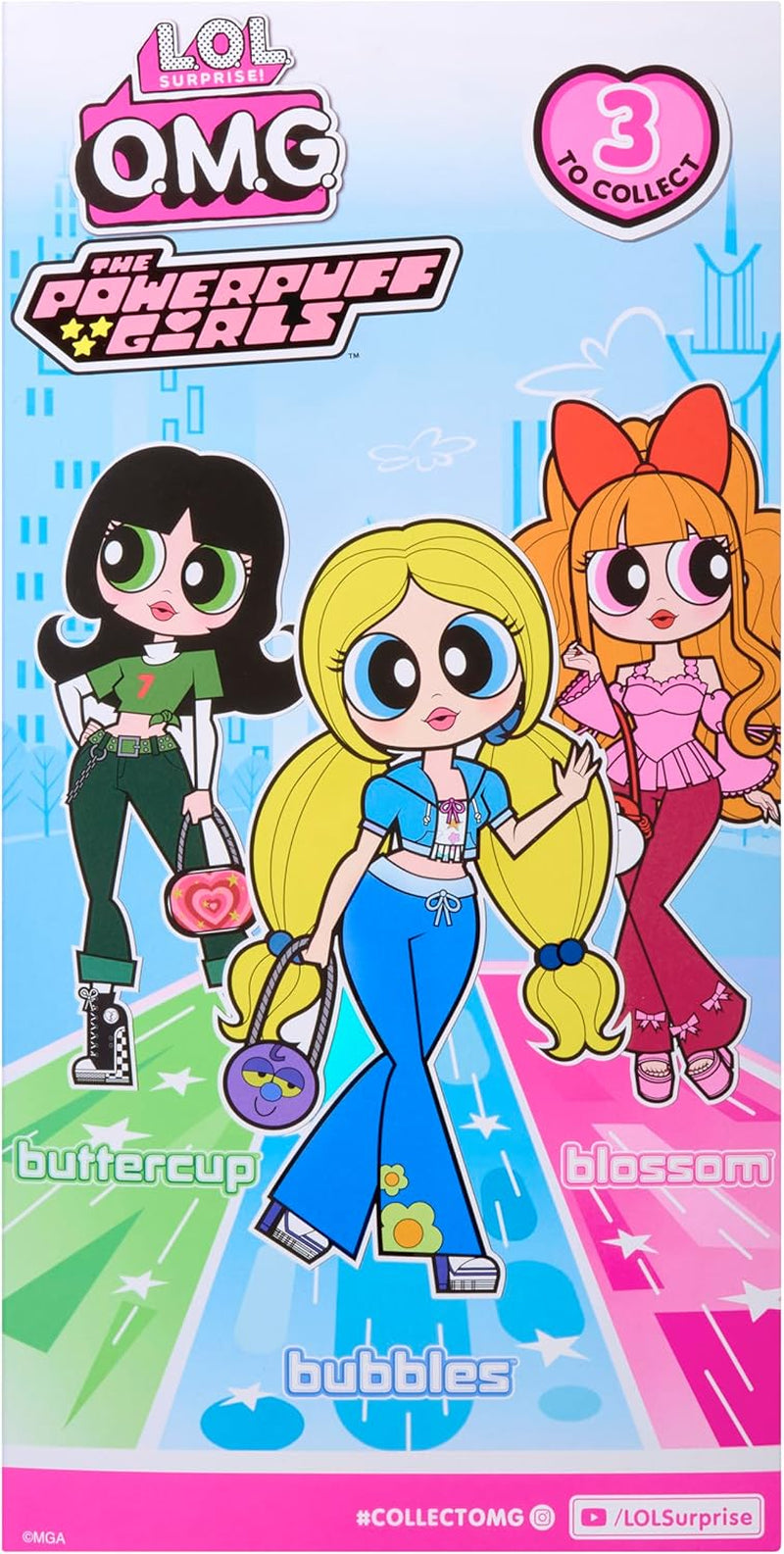 KUPA ŚMIECHU. Niespodzianka! OMG The Powerpuff Girls Puppe - Bubbles - Enthält 1 Modepuppe, pakietowy strój i akcesoria, 3 zum Sammeln