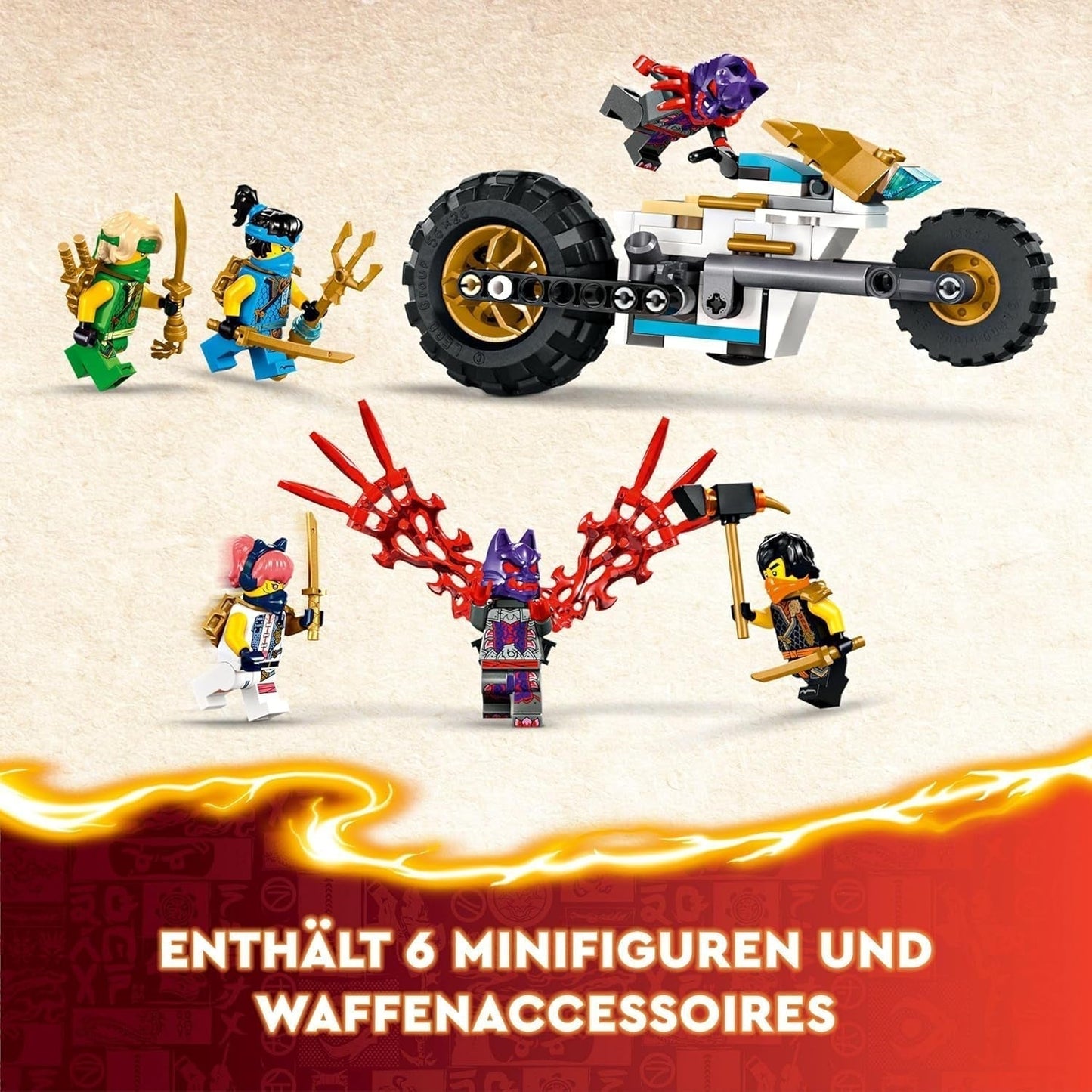 LEGO NINJAGO Ninja Team Combi Caterpillar Zestaw 4 w 1 z szybowcem, samochodem wyścigowym i 2 motocyklami oraz 6 minifigurkami Prezent dla chłopców i dziewcząt Zabawka Ninja 71820 Zestawy do budowania Besuche den LEGO-Store