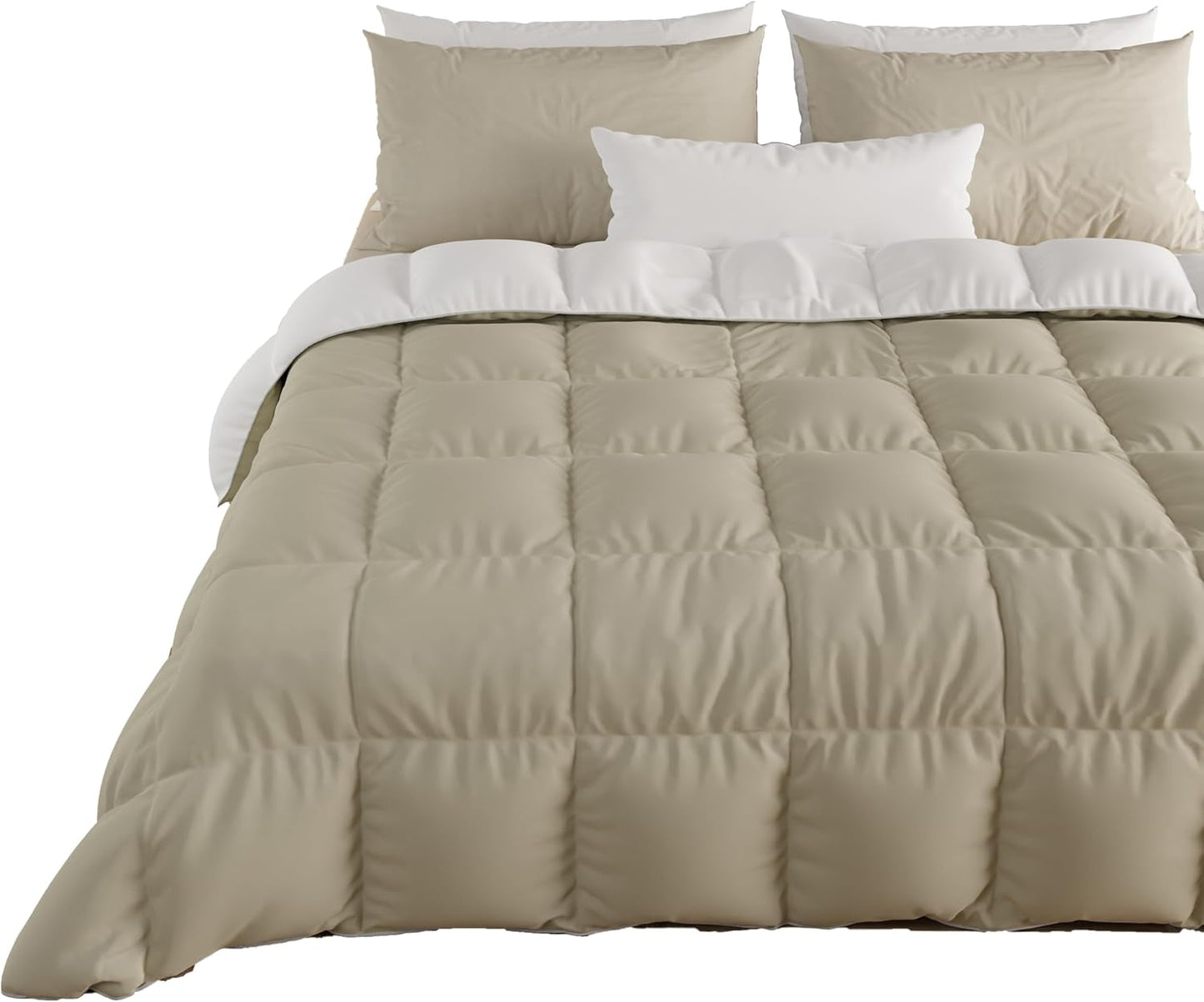 PETTI Artigiani Italiani - Kołdra zimowa na łóżko podwójne, maxi, monochromatyczna, dwustronna, biała, szara, 100% Made in Italy Kołdry i kołdry Naty Shop Brown Rozmiar łóżka 120-130X200: [Kołdra 220 X 260 Cm]