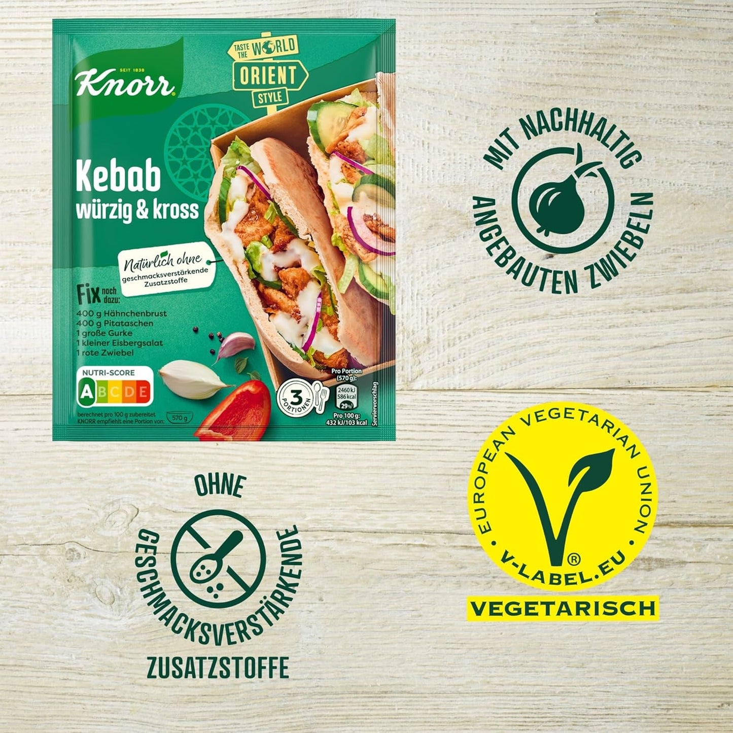 Knorr Fix Kebab für ein würzig und krosses Hähnchen Gericht ohne geschmacksverstärkende Zusatzstoffe 3 Porcje