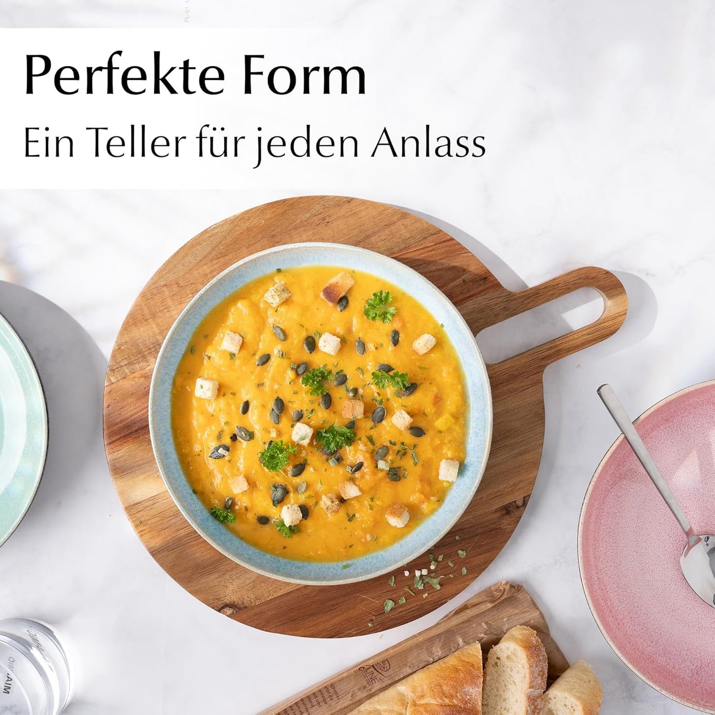 MIAMIO - Talerze obiadowe, zestaw 6 szt. (850 ml) / duże i głębokie talerze do makaronu, zestaw talerzy na 6 szt., ceramiczna miska na sałatkę / można myć w zmywarce i używać w kuchence mikrofalowej - kolekcja Las Palmitas