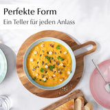 MIAMIO - Talerze obiadowe, zestaw 6 szt. (850 ml) / duże i głębokie talerze do makaronu, zestaw talerzy na 6 szt., ceramiczna miska na sałatkę / można myć w zmywarce i używać w kuchence mikrofalowej - kolekcja Las Palmitas
