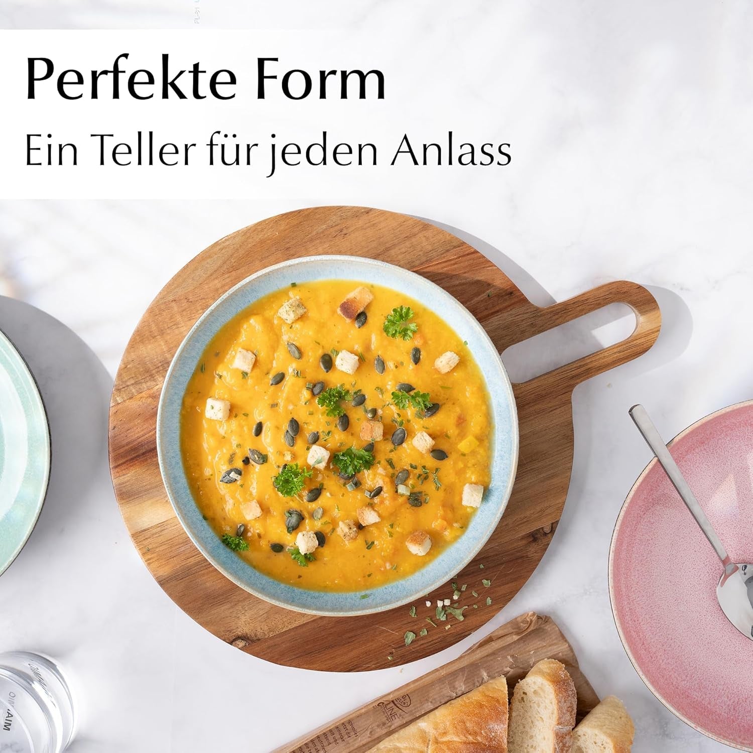 MIAMIO - Talerze obiadowe, zestaw 6 szt. (850 ml) / duże i głębokie talerze do makaronu, zestaw talerzy na 6 szt., ceramiczna miska na sałatkę / można myć w zmywarce i używać w kuchence mikrofalowej - kolekcja Las Palmitas
