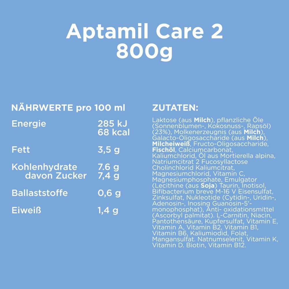 Aptamil Care 2 – Odpowiedni również dla dzieci urodzonych przez cesarskie cięcie – 1 x 800 g