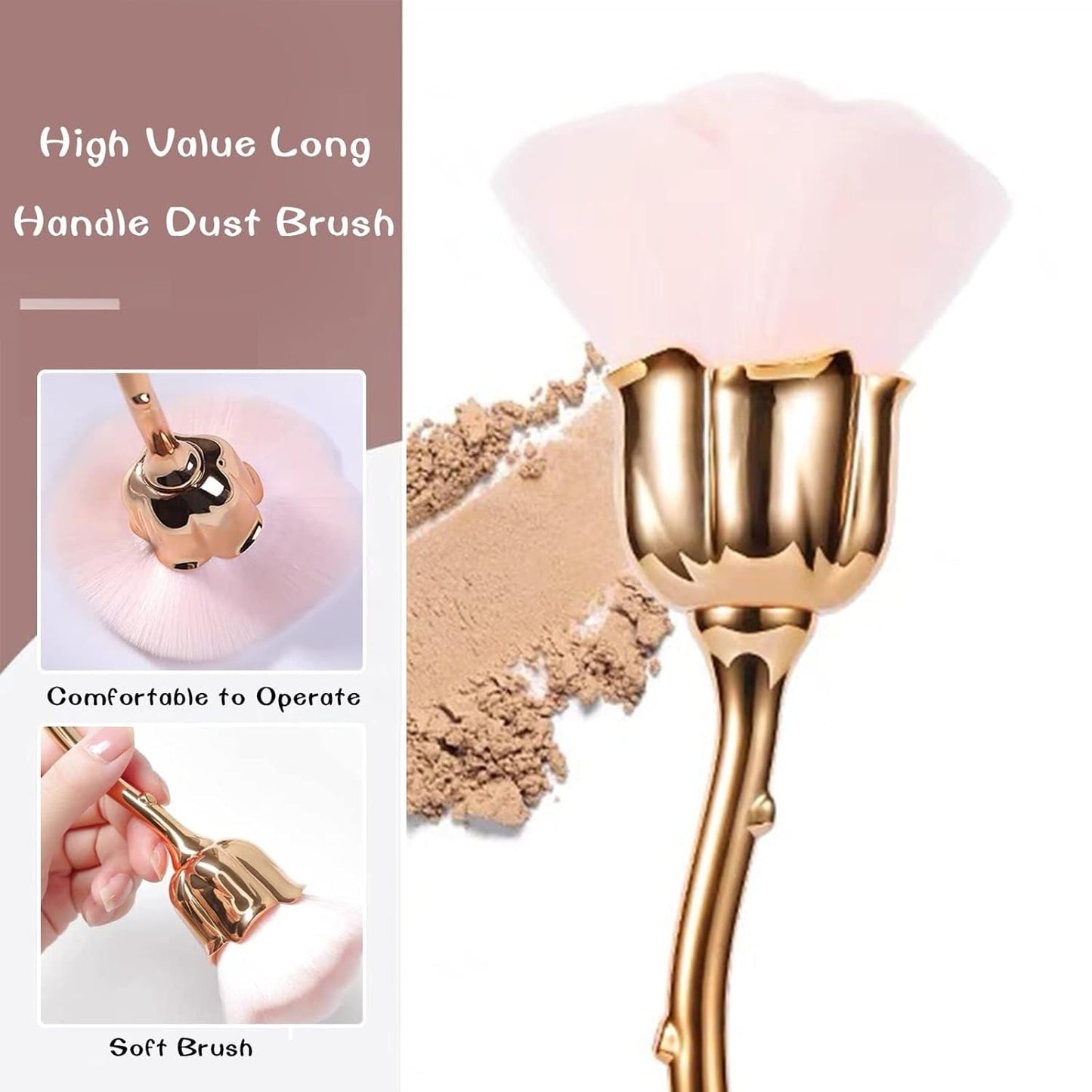 Nail Art Staubpinsel Für Maniküre Rose Kopfbürste,Nagel Kunst Staub Entferner Pinsel,Makijaż-Pinsel Weich,Zubehör Nagel Werkzeuge