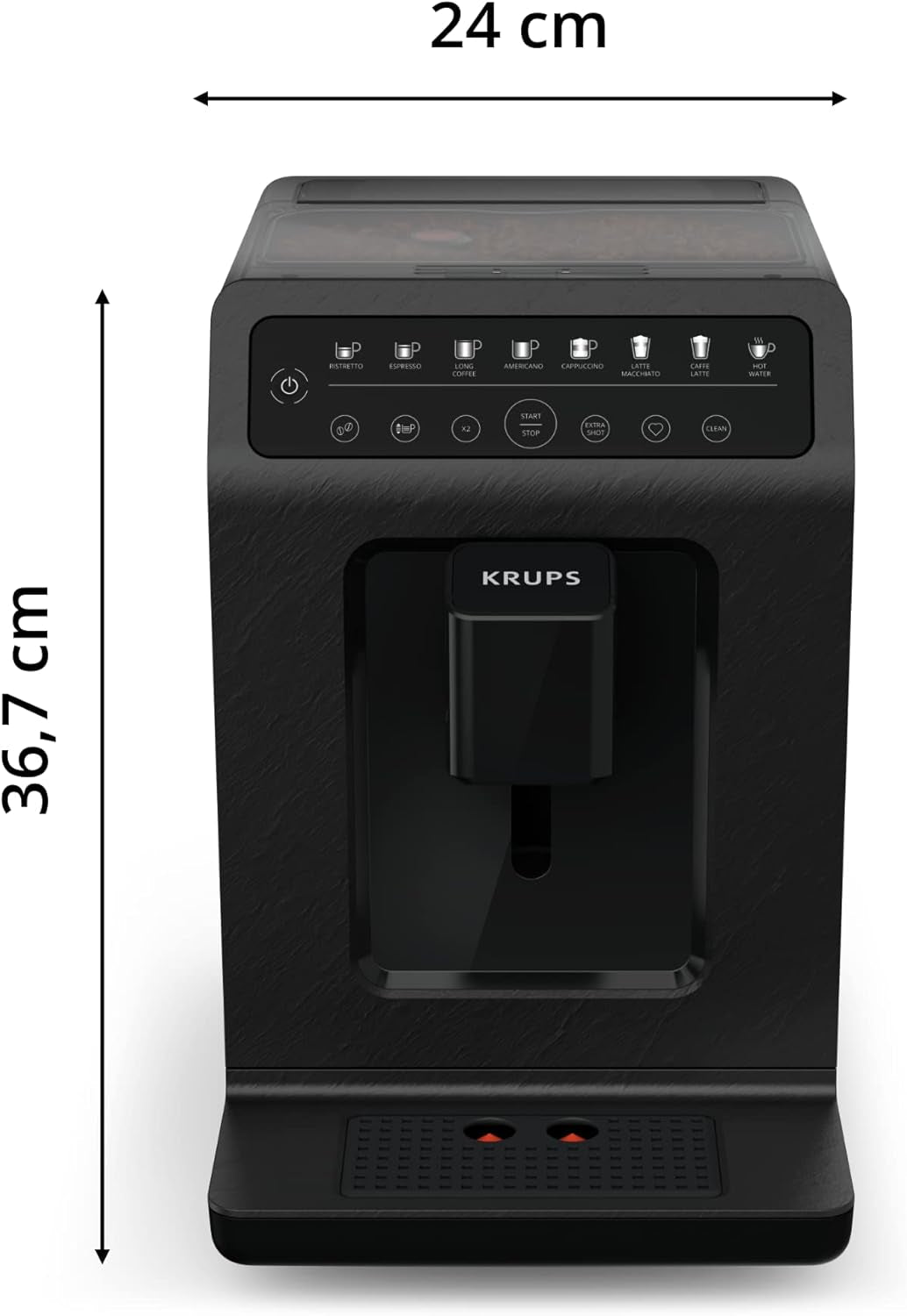 Krups EA897B Evidence Automatyczny ekspres do kawy ECOdesign, automatyczna funkcja espresso i cappuccino, technologia Quattro Force, kubki do mleka uruchamiane jednym dotknięciem, 8 ustawień wstępnych, system mleka, 1450W
