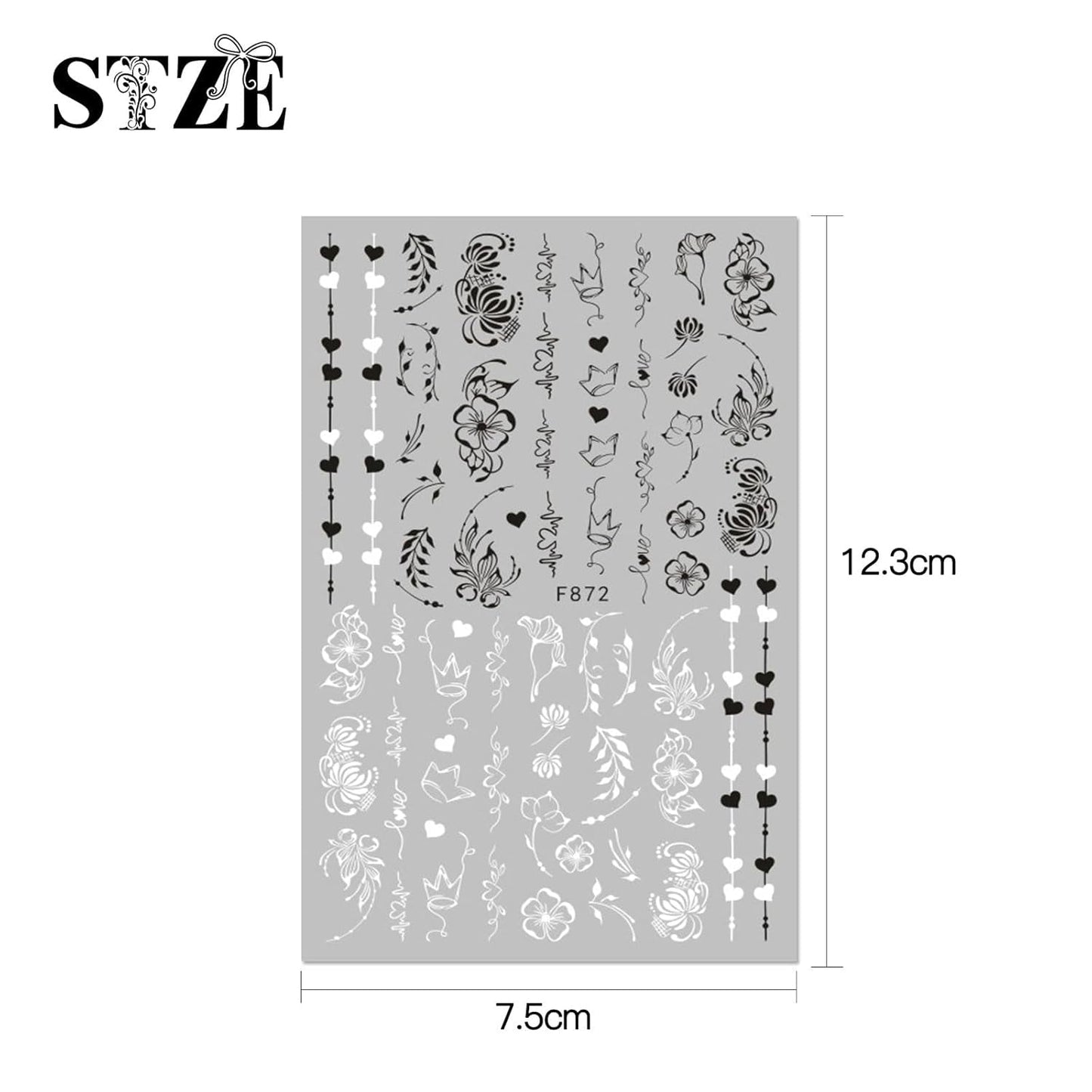 JMEOWIO Nagelsticker Blumen 10 Blatt Nagelaufkleber Selbstklebend Czarny biały kwiat Nail Art Naklejka Dekoracja Nageldesign Zubehör