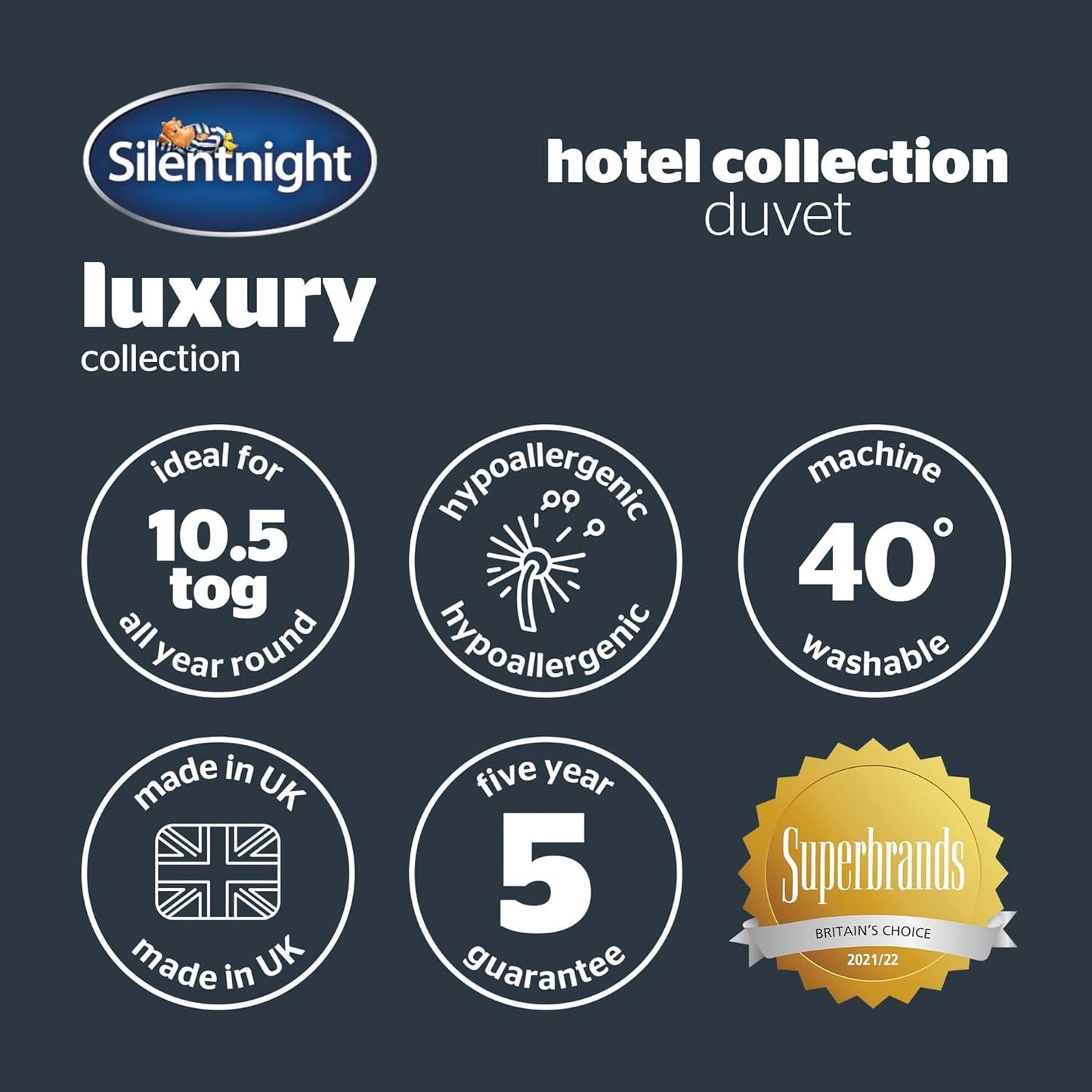 Kołdra Silentnight Hotel Collection 10,5 Tog - podwójne łóżko, poliester, biały Kołdry i kołdry Naty Shop