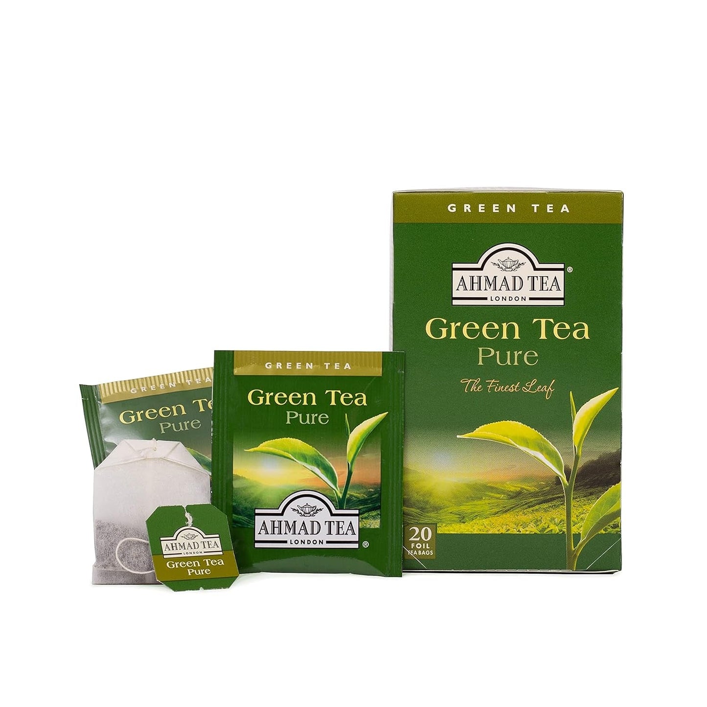 Ahmad Tea - Herbata zielona - Smakowe, pojedynczo pakowane torebki herbaty zawierające 2 g herbaty w porcji - 20 torebek z paskiem (zestaw 2 sztuk)