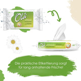 Papier toaletowy mokry OLA - (1X40 szt.) Chusteczki nawilżane - ekstrakt z rumianku i kwas mlekowy, zmywalne, skóra wrażliwa - 40 szt.
