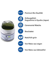 Ekologiczna Matcha najwyższej jakości z Japonii, klasa ceremonialna, bez pestycydów, bardzo drobny proszek w opakowaniu 30 g, intensywny i delikatny smak zielonej herbaty, odpowiednia do latte, smoothie, klasa ceremonialna