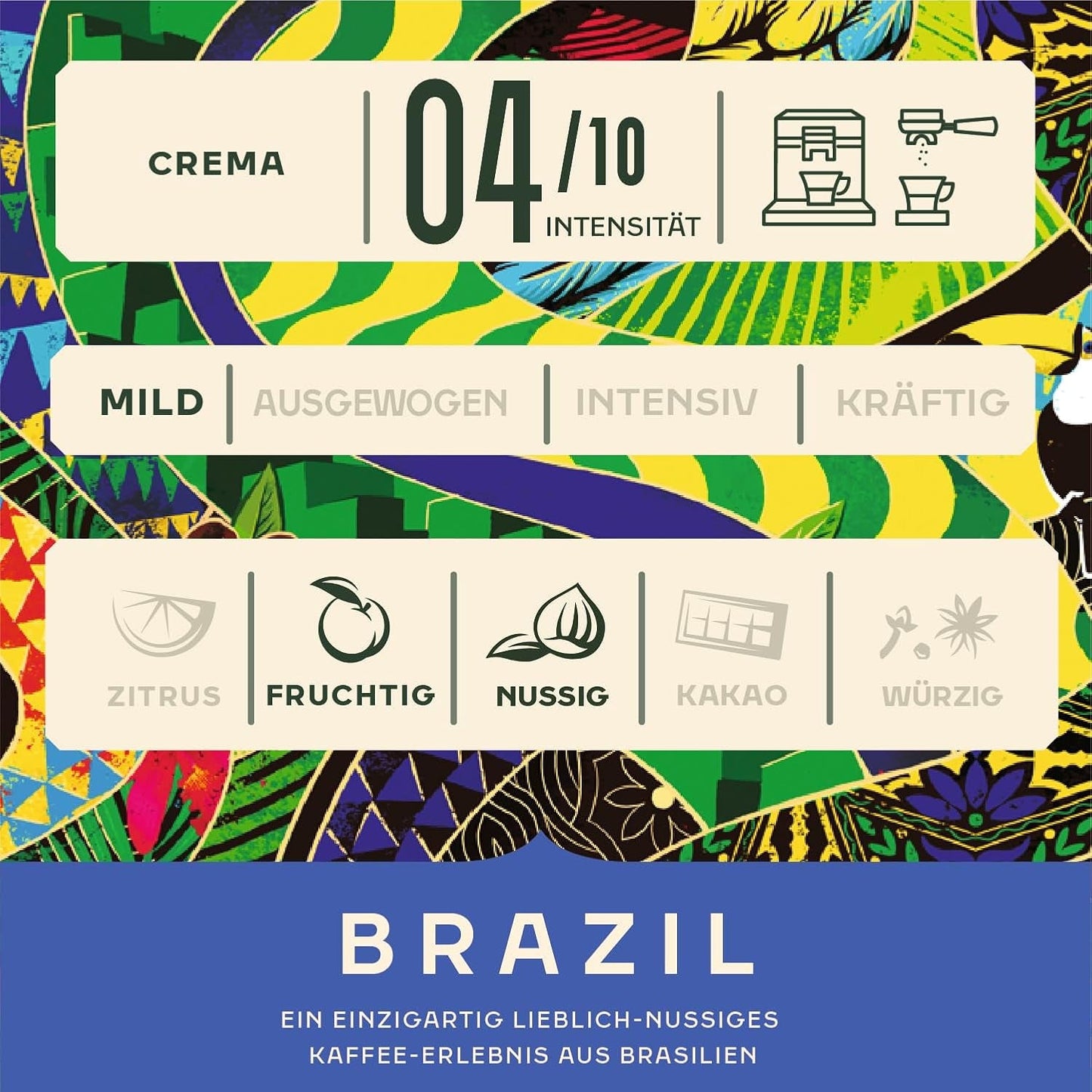 Jacobs Kaffeebohnen Origins Brazylia, łagodna nutsiger Geschmack aus Brasilien, geröstet w Bremie, Intensität 4/10, Kaffee ganze Bohnen, 1 kg