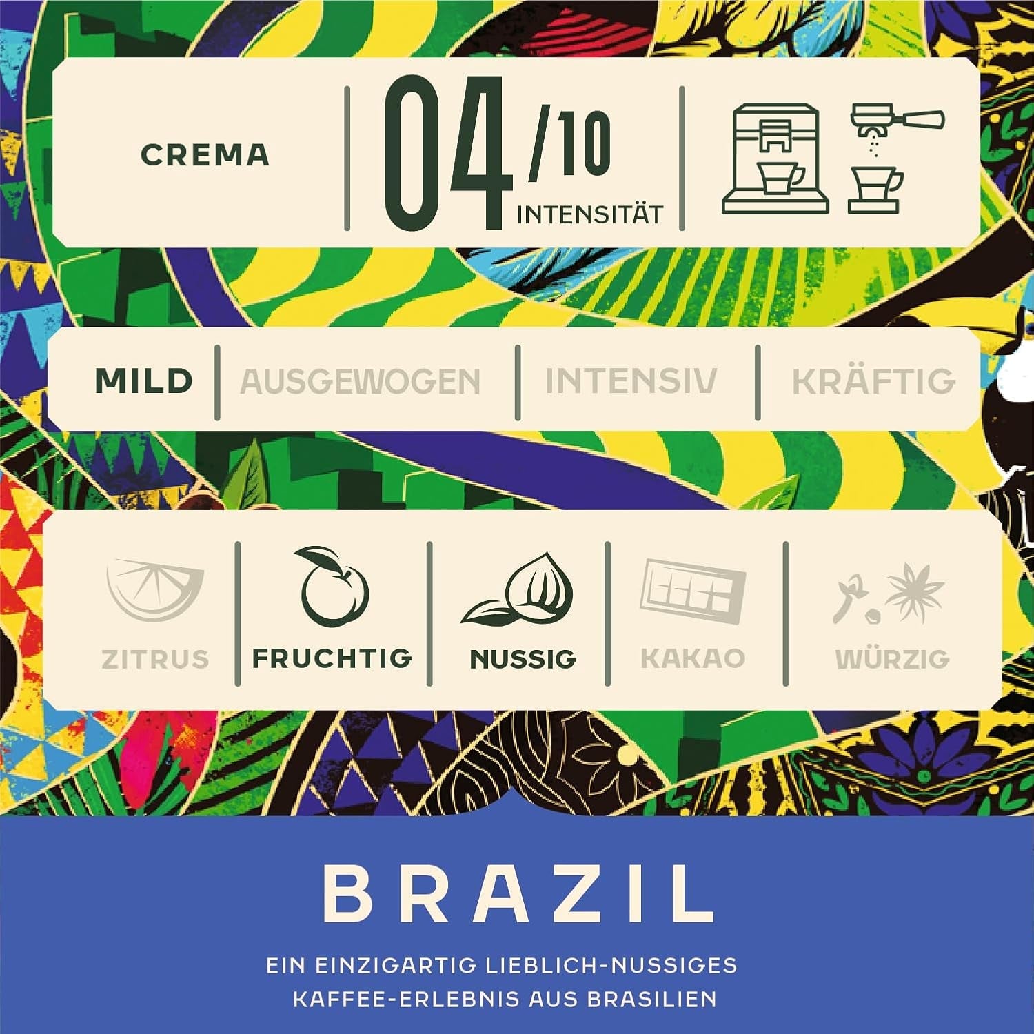 Jacobs Kaffeebohnen Origins Brazylia, łagodna nutsiger Geschmack aus Brasilien, geröstet w Bremie, Intensität 4/10, Kaffee ganze Bohnen, 1 kg