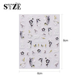 JMEOWIO 6 Blatt 3D Nagelsticker Frühlings Blume Nail Art Naklejka Selbstklebend Nagelaufkleber 5D Stereoskopisch Bunte Sommer Blumen Dekoration Nageldesign Zubehör