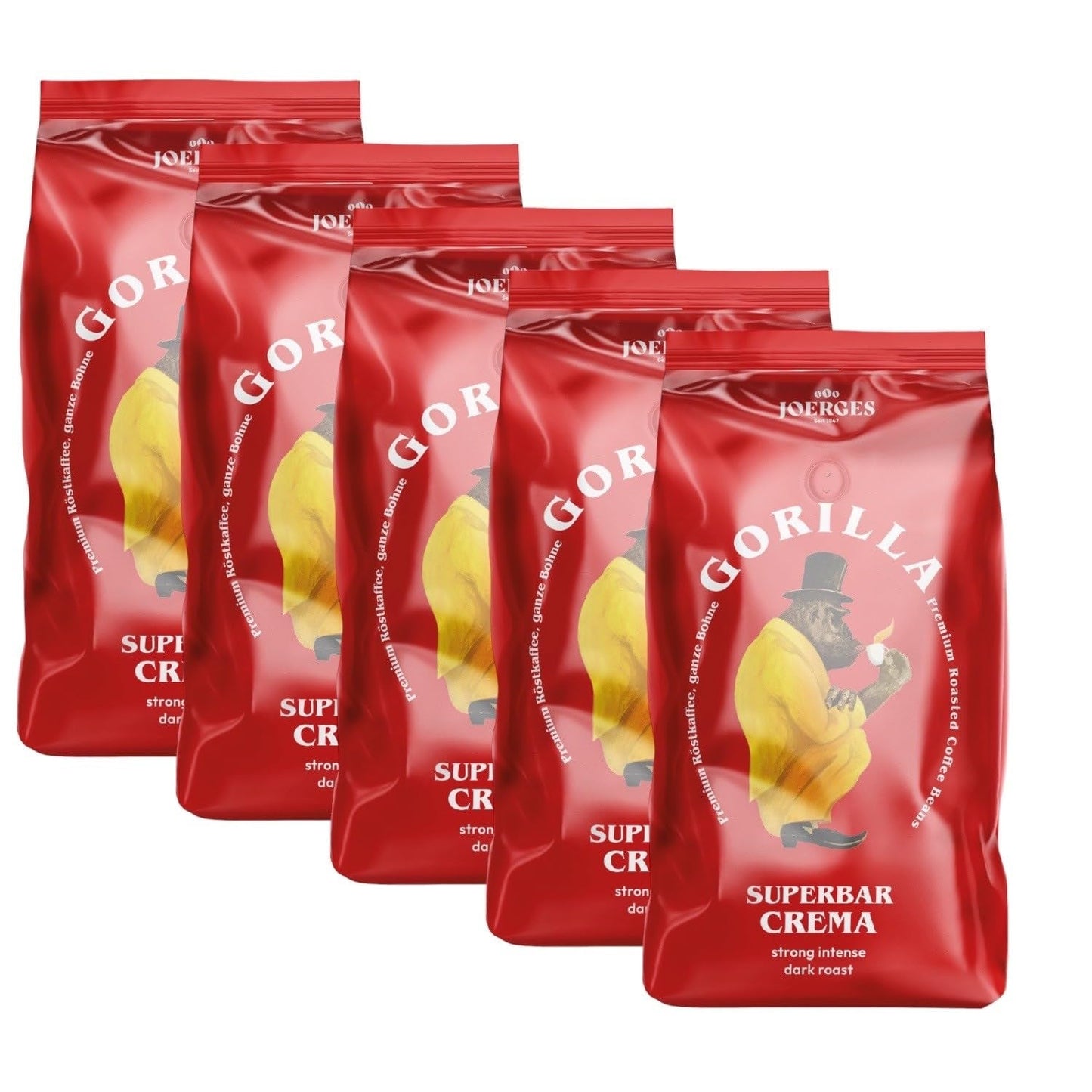 Kawa ziarnista Joerges Espresso Gorilla Super Bar Crema, opakowanie 5 sztuk (5 x 1 kg)