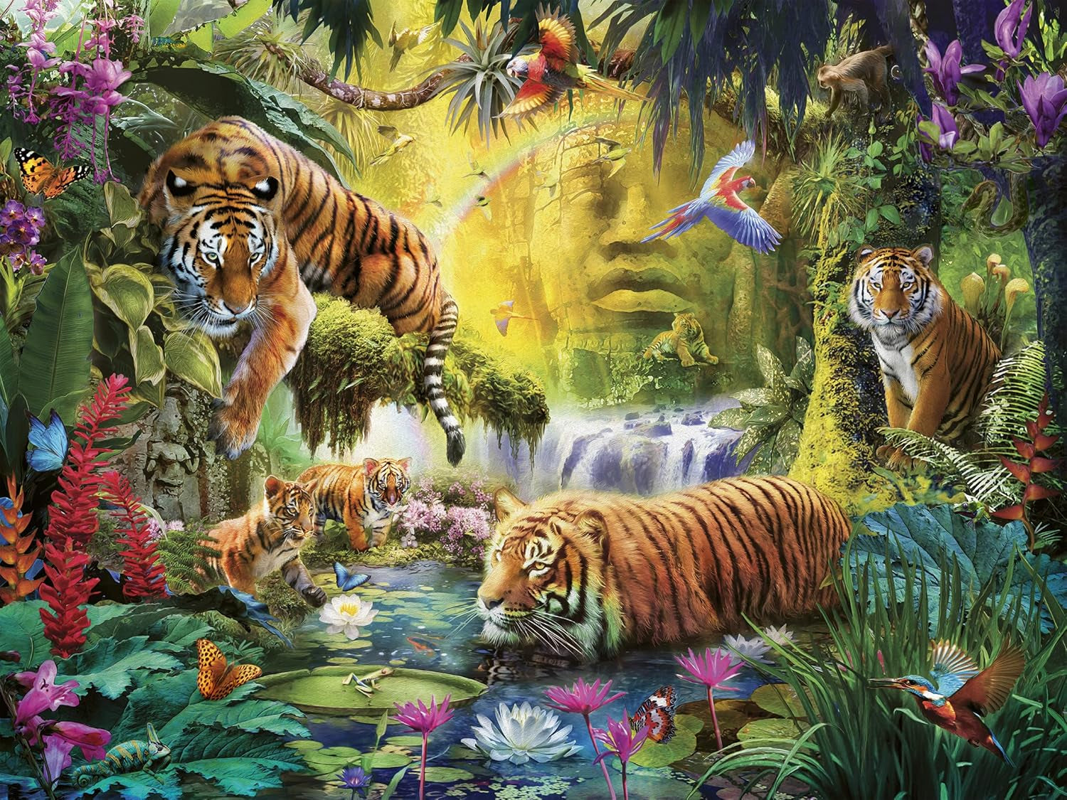 Ravensburger Puzzle 12000696 - Idylla w oku wody - 1500 elementów puzzle dla dorosłych i dzieci powyżej 14 lat, puzzle z motywem tygrysa Puzzle Naty Shop Old design