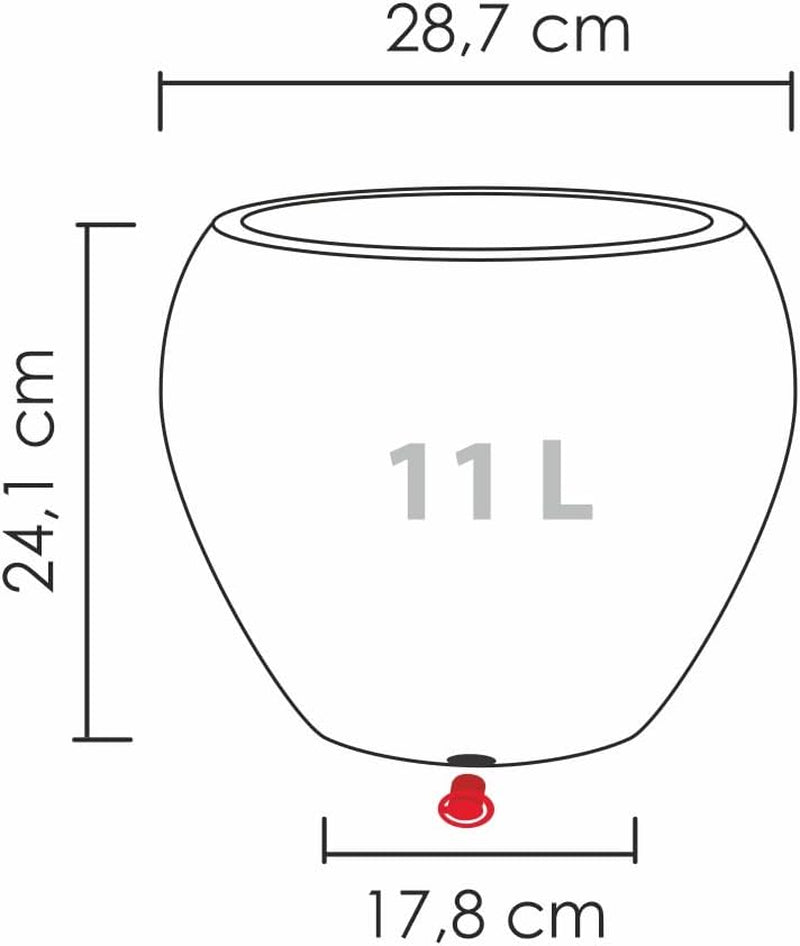 Scheurich Lineo, donica plastikowa, czarny granit, średnica 30 cm, wysokość 24,1 cm, pojemność 11 l.