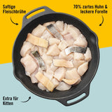 Dogs'n Tiger Schlemmermenü Glückskind, Nassfutter für Kätzchen, saftiges Hun und Forelle - ohne Getreide, Zuckerzusatz, künstliche Konservierungsstoffe, optymale Verträglichkeit, 12x 200g