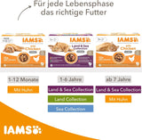 IAMS Delights Land Collection Mokra karma dla kotów - Opakowanie zbiorcze z różnymi rodzajami mięsa (jagnięcina, wołowina, kurczak i indyk) w sosie, mokra karma dla kotów od 1 roku, 12 x 85g