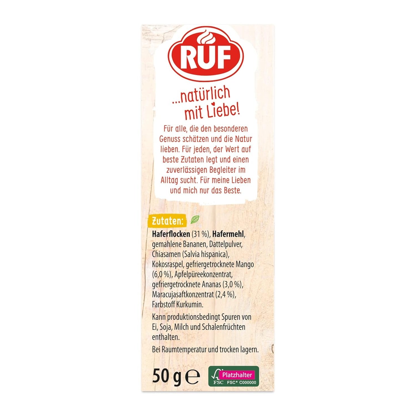 RUF Smoothie Bowl Tropilicious Mango Marakuja Przekąska śniadaniowa Owsianka Szybka i łatwa Wegańska 1 saszetka x 50g (zestaw 3 szt.)