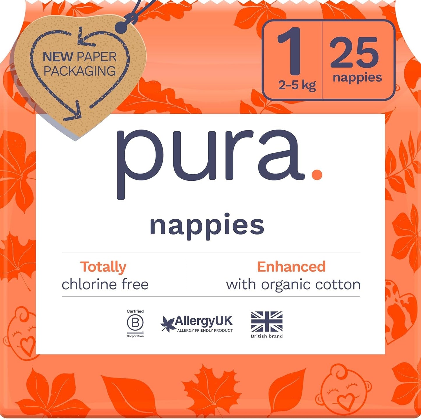 Pieluszki Eco Baby - Rozmiar 3 (4-9 kg), 1 opakowanie (26 pieluch), Ultra miękkie pieluszki dla wrażliwej skóry, Bawełna organiczna, Ochrona przed wyciekaniem do 12 godzin, Nowa tabela rozmiarów