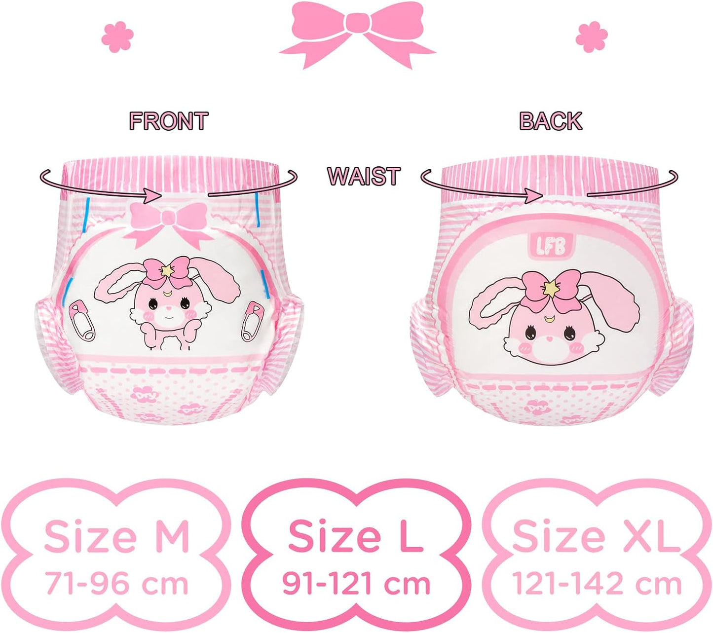 Pieluszki z nadrukiem dla dorosłych 5500-5800 ml, 10 sztuk - Baby Usagi (XL)