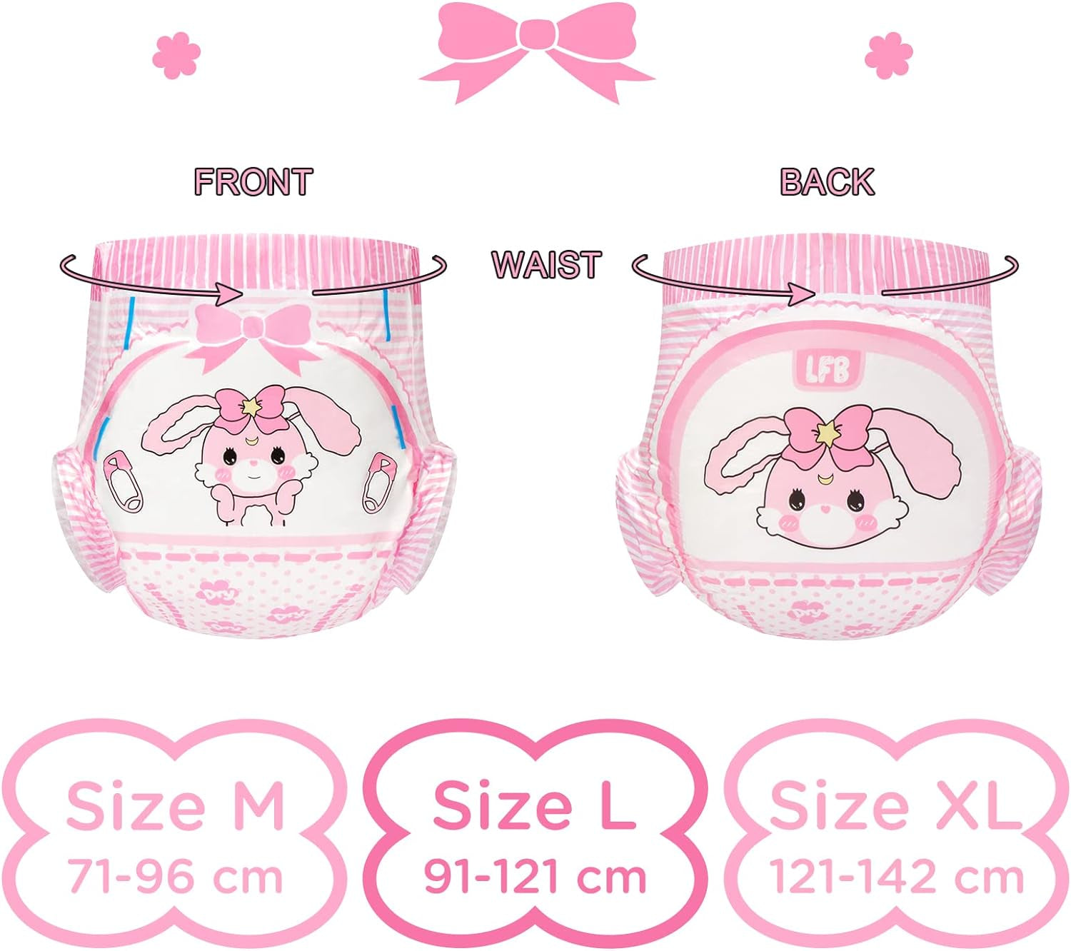 Pieluszki z nadrukiem dla dorosłych 5500-5800 ml, 10 sztuk - Baby Usagi (XL)