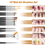 Zestaw MELLIEX 45 Stück Nail Art Dekoration Zubehör, Nägel Pinsel Strasssteine ​​​​Glitzer Goldfolie Nageldesign Dotted Pen Streifenband Für Nagelkunst Zestaw do manicure