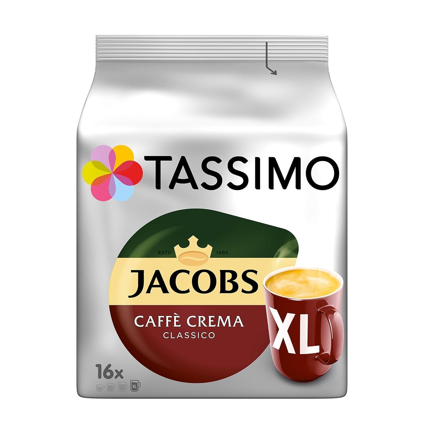 Tassimo Kapseln Jacobs Caffè Crema Classico XL, 5 x 16 podkładek, 80 Kaffeekapseln