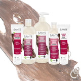 SANTE Naturkosmetik Glossy Shine Mask organiczny ekstrakt z liści brzozy + 3x kompleks białkowy, niezawierająca silikonu i nawilżająca maska do włosów, wegańska pielęgnacja włosów zapewniająca większy połysk i elastyczność, 150 ml Naty Shop Hair Mask